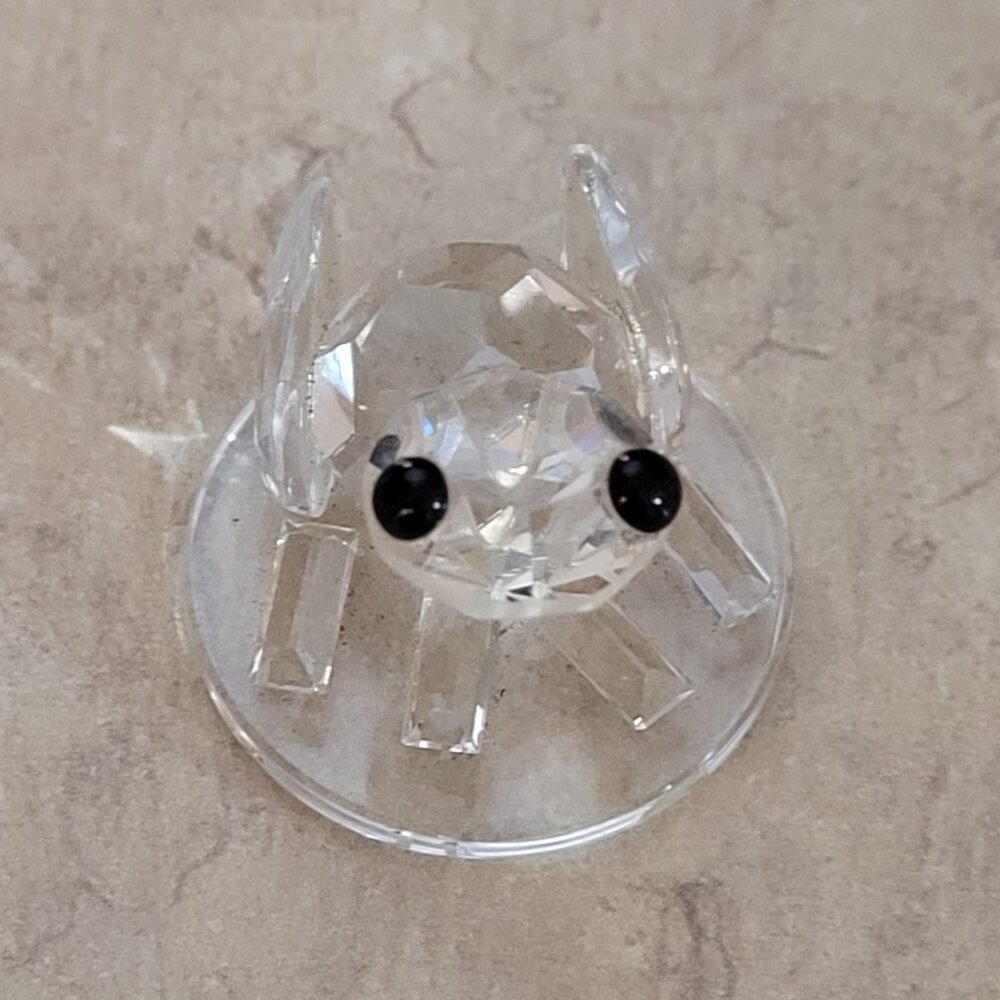 Crystal Miniature Frog with Black Eyes on Lily Pad